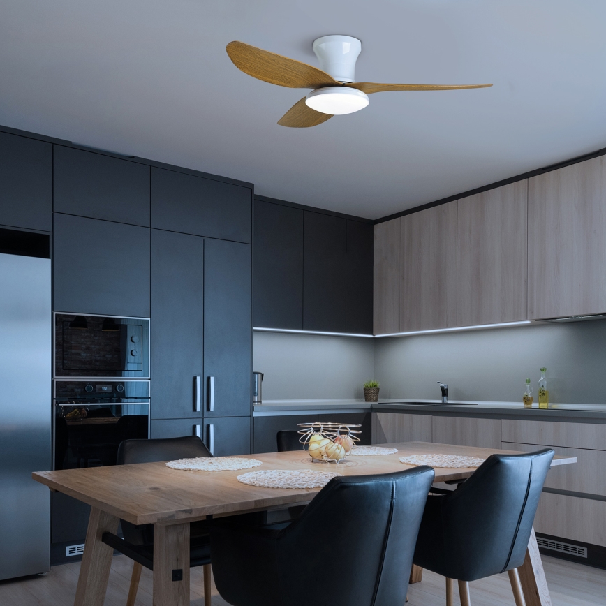 Brilagi - LED Stmievateľný stropný ventilátor LED/30W/230V 3000-6500K biela/hnedá + diaľkové ovládanie