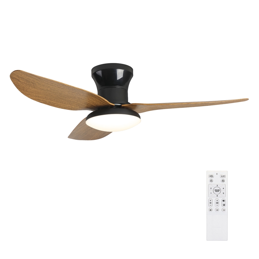 Brilagi - LED Stmievateľný stropný ventilátor LED/30W/230V 3000-6500K čierna/hnedá + diaľkové ovládanie