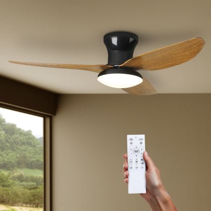 Brilagi - LED Stmievateľný stropný ventilátor LED/30W/230V 3000-6500K čierna/hnedá + diaľkové ovládanie