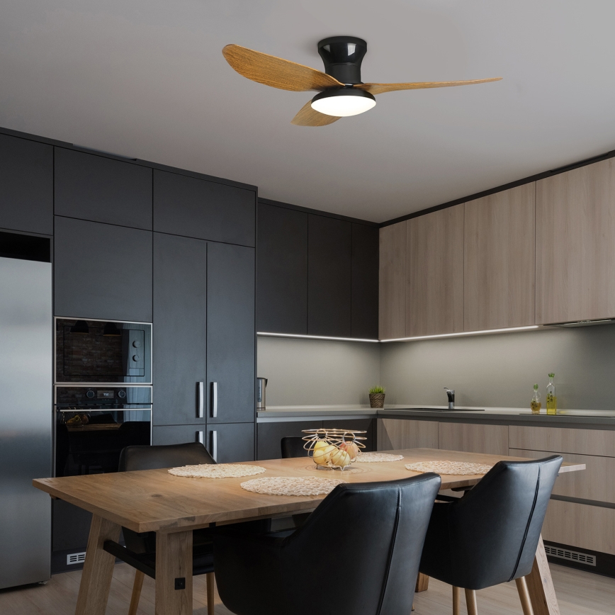Brilagi - LED Stmievateľný stropný ventilátor LED/30W/230V 3000-6500K čierna/hnedá + diaľkové ovládanie
