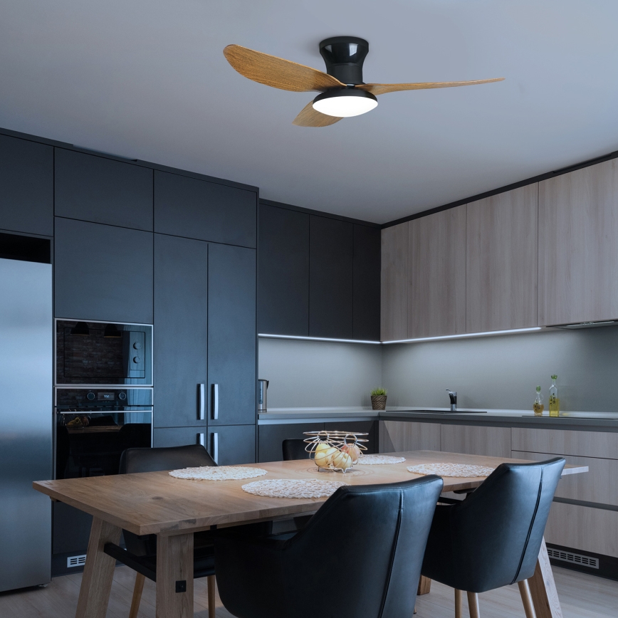 Brilagi - LED Stmievateľný stropný ventilátor LED/30W/230V 3000-6500K čierna/hnedá + diaľkové ovládanie