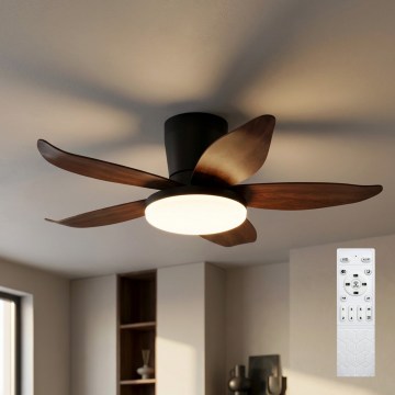 Brilagi - LED stmievateľný stropný ventilátor LED/32W/230V 3000-6500K pr. 95 cm čierna/hnedá + diaľkové ovládanie
