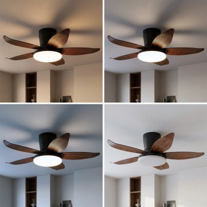 Brilagi - stmievateľný LED stropný ventilátor 32 W/230 V 95 cm čierna/hnedá + diaľkové ovládanie
