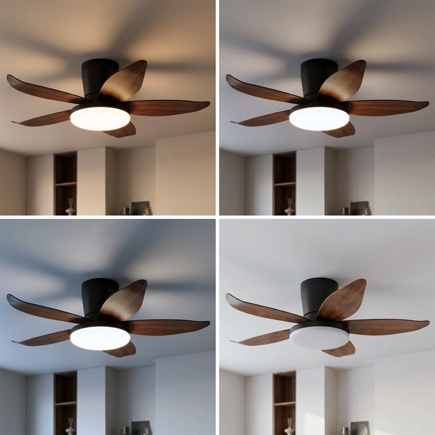 Brilagi - stmievateľný LED stropný ventilátor 32 W/230 V 95 cm čierna/hnedá + diaľkové ovládanie