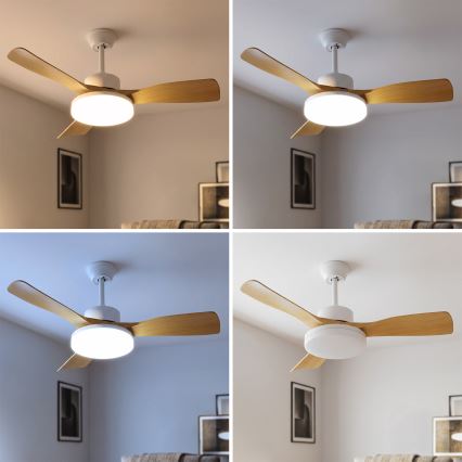 Brilagi - LED stmievateľný stropný ventilátor LED/34W/230V 106 cm biela/hnedá + diaľkové ovládanie