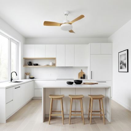 Brilagi - LED stmievateľný stropný ventilátor LED/34W/230V 106 cm biela/hnedá + diaľkové ovládanie