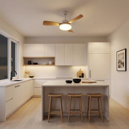 Brilagi - LED stmievateľný stropný ventilátor LED/34W/230V 106 cm biela/hnedá + diaľkové ovládanie