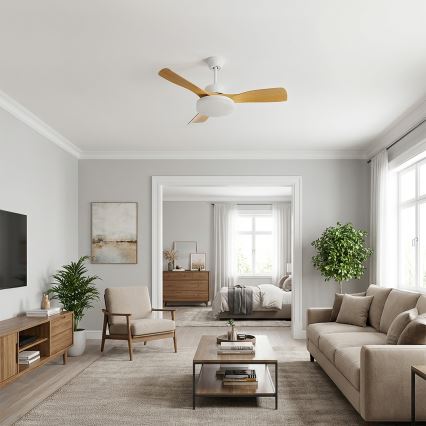 Brilagi - LED stmievateľný stropný ventilátor LED/34W/230V 106 cm biela/hnedá + diaľkové ovládanie