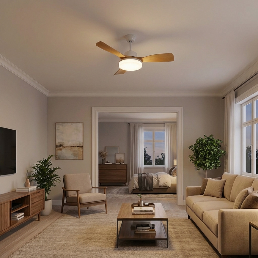 Brilagi - LED stmievateľný stropný ventilátor LED/34W/230V 106 cm biela/hnedá + diaľkové ovládanie