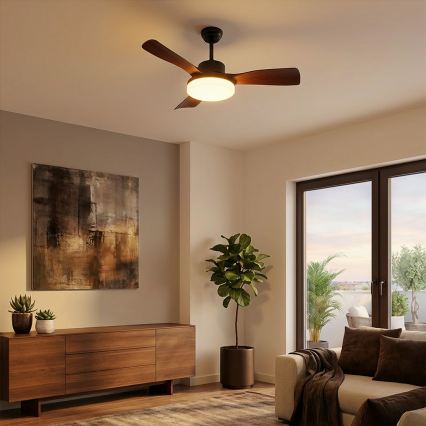 Brilagi - LED Stmievateľný stropný ventilátor LED/34W/230V 106 cm čierna/hnedá + diaľkové ovládanie