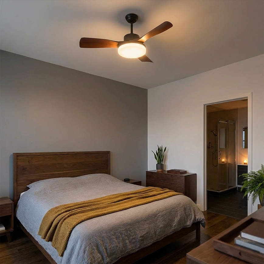 Brilagi - LED Stmievateľný stropný ventilátor LED/34W/230V 106 cm čierna/hnedá + diaľkové ovládanie