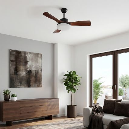 Brilagi - LED Stmievateľný stropný ventilátor LED/34W/230V 106 cm čierna/hnedá + diaľkové ovládanie