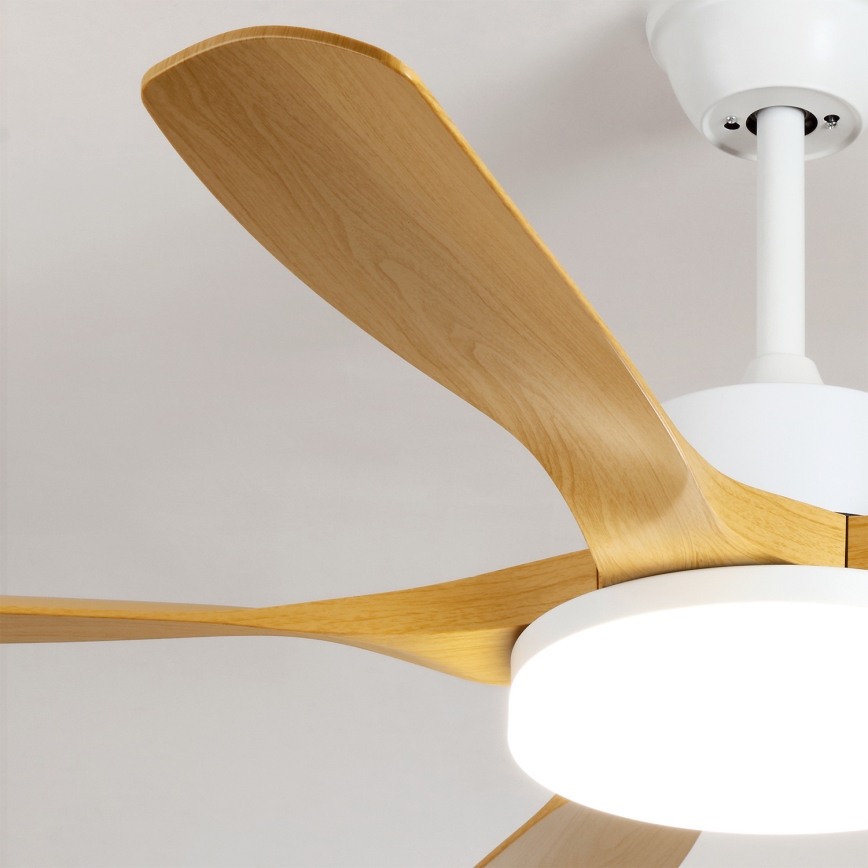 Brilagi - stmievateľný LED stropný ventilátor LED/34W/230V 132 cm biela/hnedá + diaľkové ovládanie