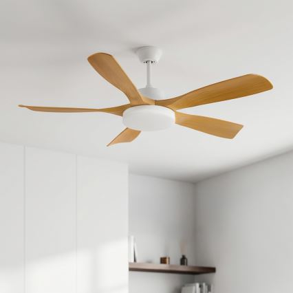 Brilagi - LED stmievateľný stropný ventilátor LED/34W/230V 3000-6500K pr. 132 cm biela/hnedá + diaľkové ovládanie