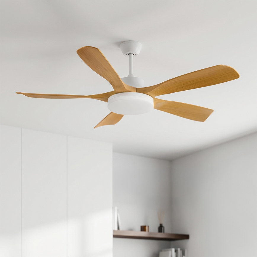 Brilagi - LED stmievateľný stropný ventilátor LED/34W/230V 3000-6500K pr. 132 cm biela/hnedá + diaľkové ovládanie