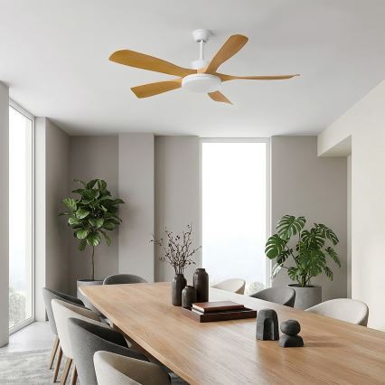 Brilagi - LED stmievateľný stropný ventilátor LED/34W/230V 3000-6500K pr. 132 cm biela/hnedá + diaľkové ovládanie