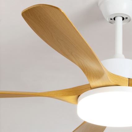 Brilagi - LED stmievateľný stropný ventilátor LED/34W/230V 3000-6500K pr. 132 cm biela/hnedá + diaľkové ovládanie