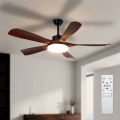 Brilagi - LED stmievateľný stropný ventilátor LED/34W/230V 132 cm čierna/hnedá + diaľkové ovládanie