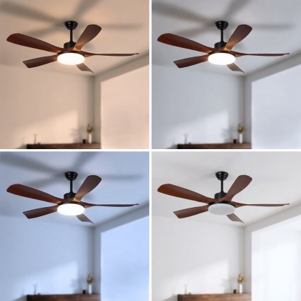 Brilagi - LED stmievateľný stropný ventilátor LED/34W/230V 3000-6500K priemer 132 cm čierna/hnedá + diaľkové ovládanie