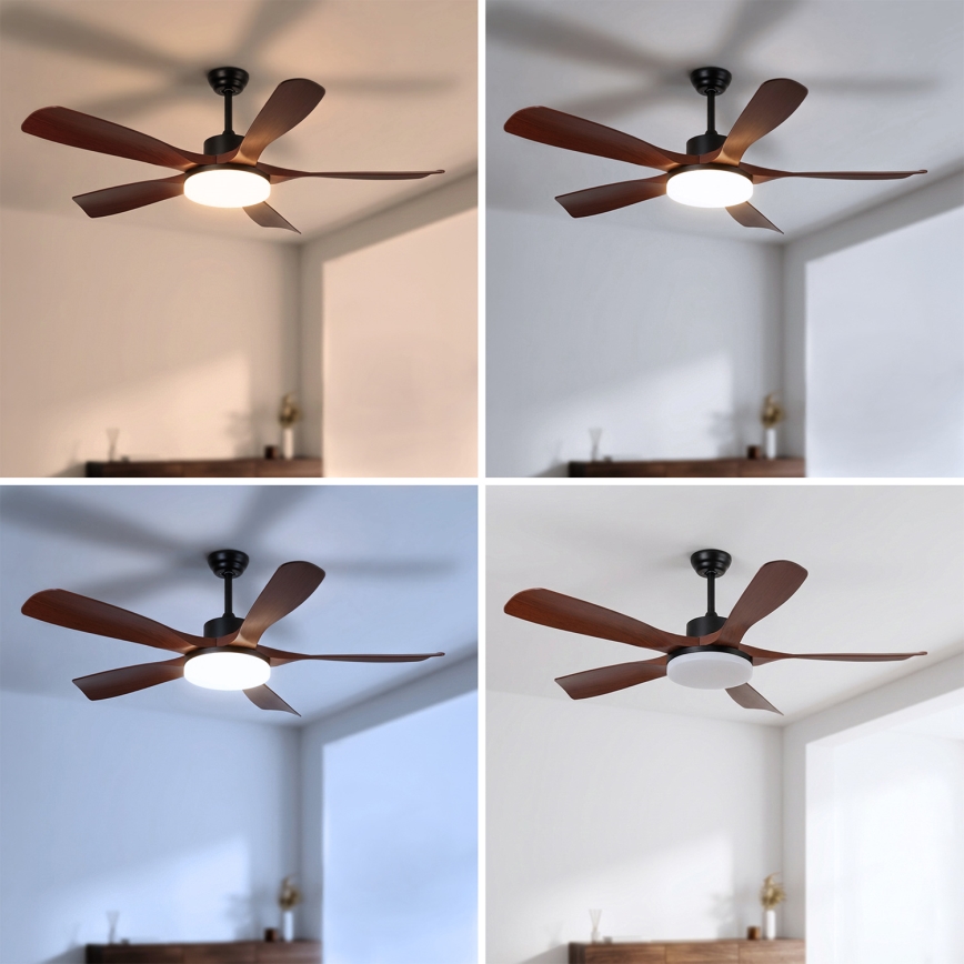 Brilagi - LED stmievateľný stropný ventilátor LED/34W/230V 3000-6500K priemer 132 cm čierna/hnedá + diaľkové ovládanie