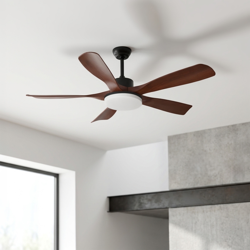Brilagi - LED stmievateľný stropný ventilátor LED/34W/230V 3000-6500K priemer 132 cm čierna/hnedá + diaľkové ovládanie
