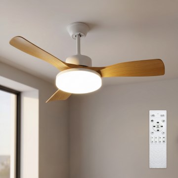 Brilagi - LED stmievateľný stropný ventilátor LED/34W/230V 3000-6500K pr. 106 cm biela/hnedá + diaľkové ovládanie