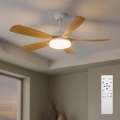 Brilagi - LED stmievateľný stropný ventilátor LED/34W/230V 3000-6500K pr. 132 cm biela/hnedá + diaľkové ovládanie