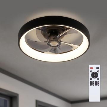 Brilagi - LED Stmievateľný stropný ventilátor LED/34W/230V 3000-6500K pr. 50 cm čierna + diaľkové ovládanie