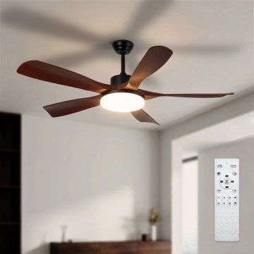 Brilagi - LED stmievateľný stropný ventilátor LED/34W/230V 3000-6500K priemer 132 cm čierna/hnedá + diaľkové ovládanie