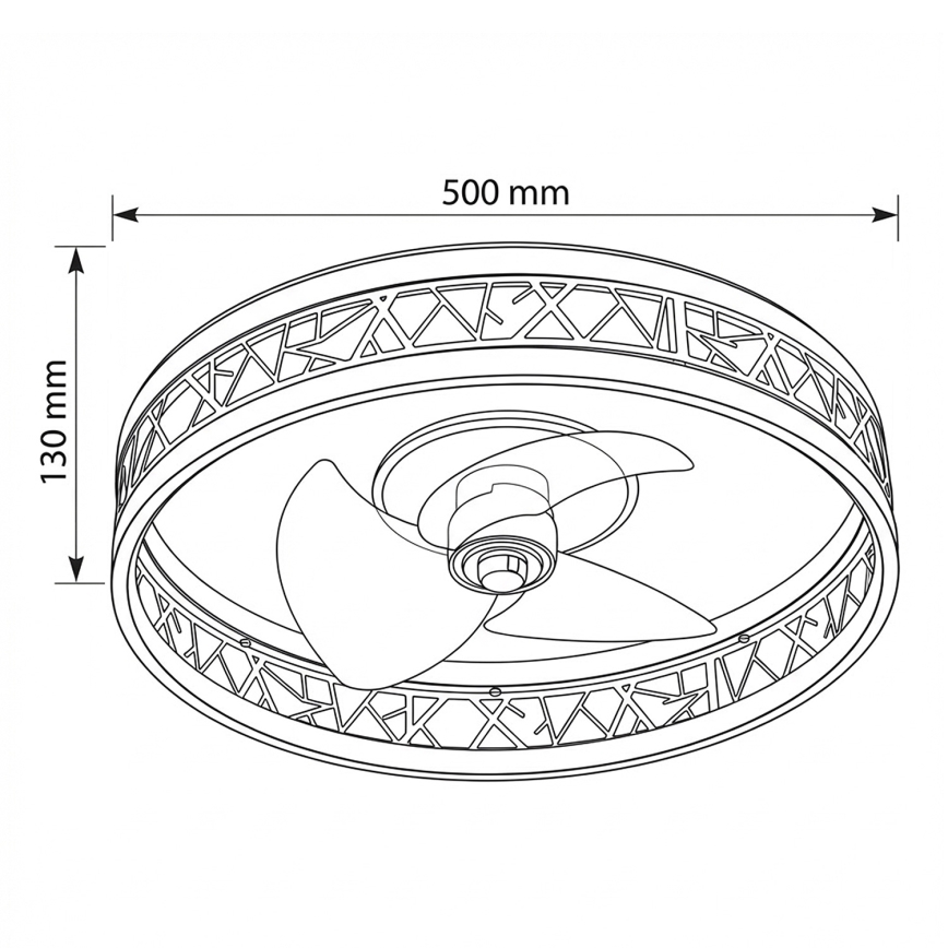 Brilagi - stmievateľný LED stropný ventilátor LED/34W/230V 3000-6500K priemer 50 cm čierna/zlatá + diaľkové ovládanie