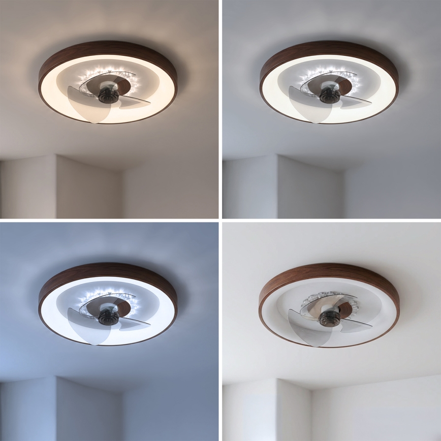 Brilagi - LED stmievateľný stropný ventilátor LED/34W/230V 3000-6500K pr. 46 cm hnedý + diaľkové ovládanie