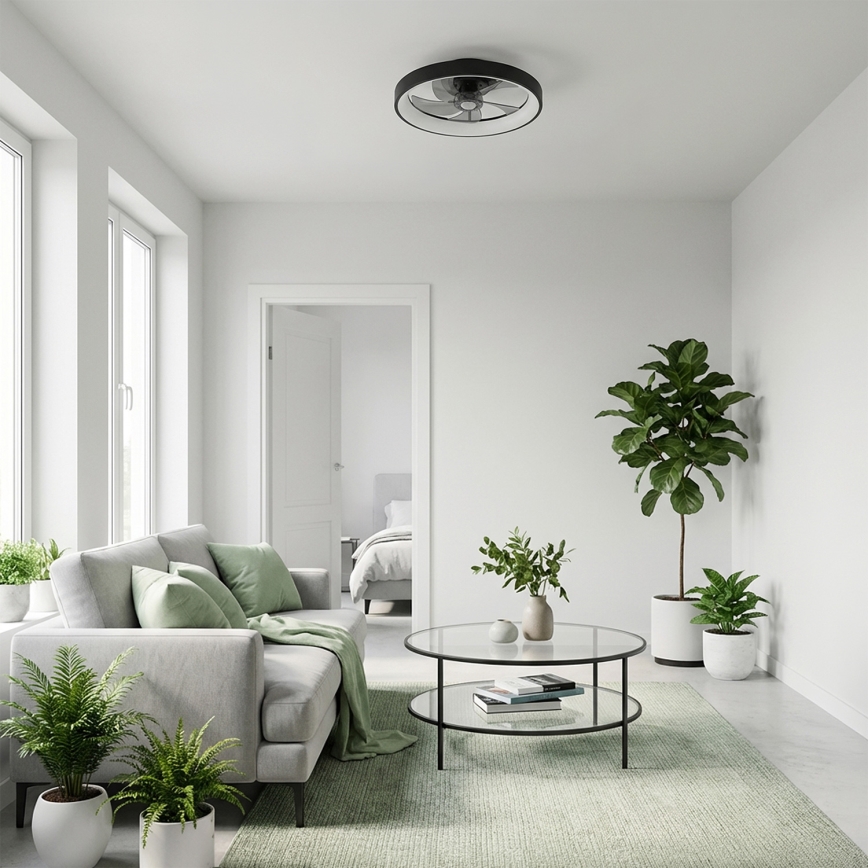 Brilagi - LED stmievateľný stropný ventilátor LED/34 W/230 V, priemer 50 cm, čierny + diaľkové ovládanie