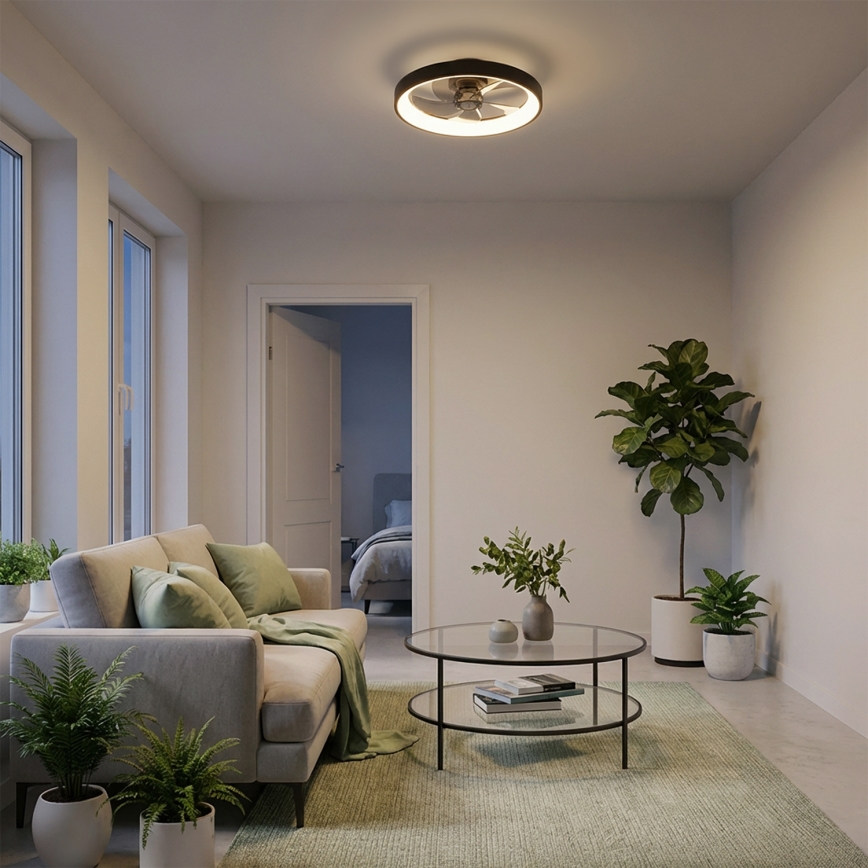 Brilagi - LED stmievateľný stropný ventilátor LED/34 W/230 V, priemer 50 cm, čierny + diaľkové ovládanie