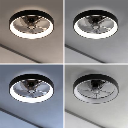 Brilagi - LED Stmievateľný stropný ventilátor LED/34W/230V 3000-6500K pr. 50 cm čierna + diaľkové ovládanie
