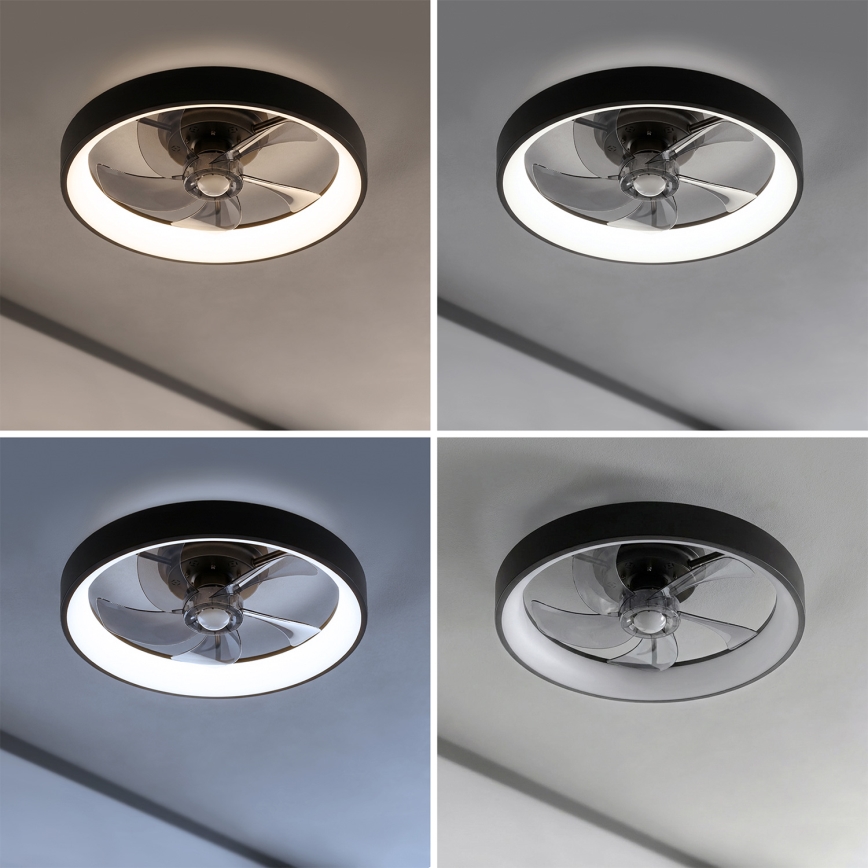 Brilagi - LED Stmievateľný stropný ventilátor LED/34W/230V 3000-6500K pr. 50 cm čierna + diaľkové ovládanie