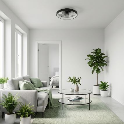 Brilagi - LED Stmievateľný stropný ventilátor LED/34W/230V 3000-6500K pr. 50 cm čierna + diaľkové ovládanie