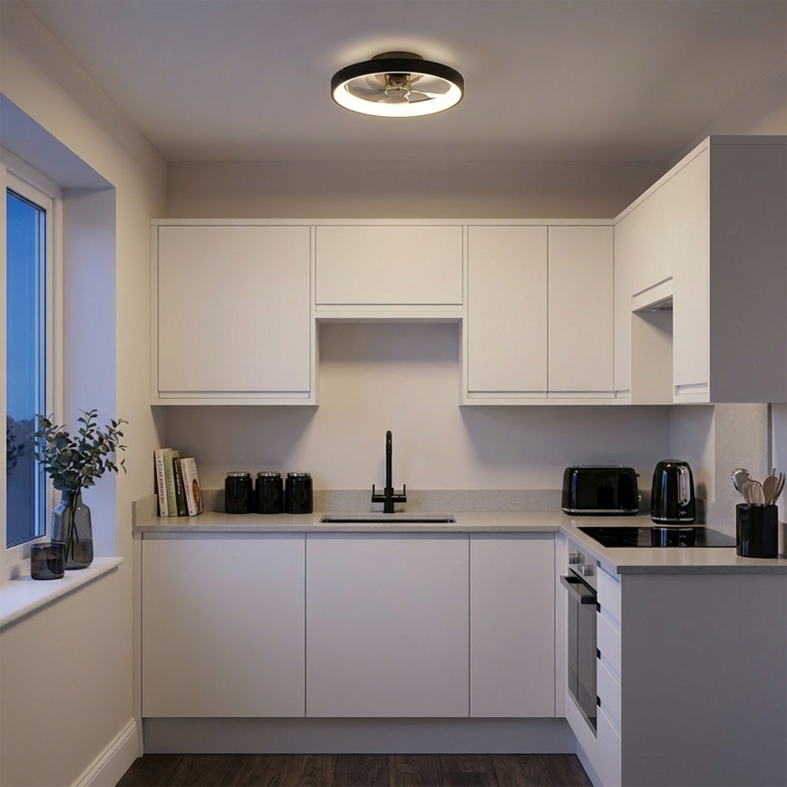 Brilagi - LED Stmievateľný stropný ventilátor LED/34W/230V 3000-6500K pr. 50 cm čierna + diaľkové ovládanie