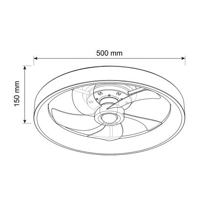 Brilagi - LED Stmievateľný stropný ventilátor LED/34W/230V 3000-6500K pr. 50 cm čierna + diaľkové ovládanie