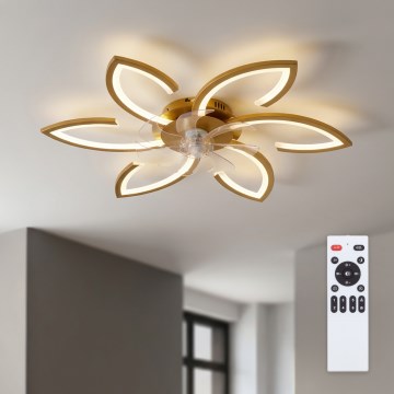 Brilagi - LED Stmievateľný stropný ventilátor LED/34W/230V pr. 78 cm zlatý + diaľkové ovládanie