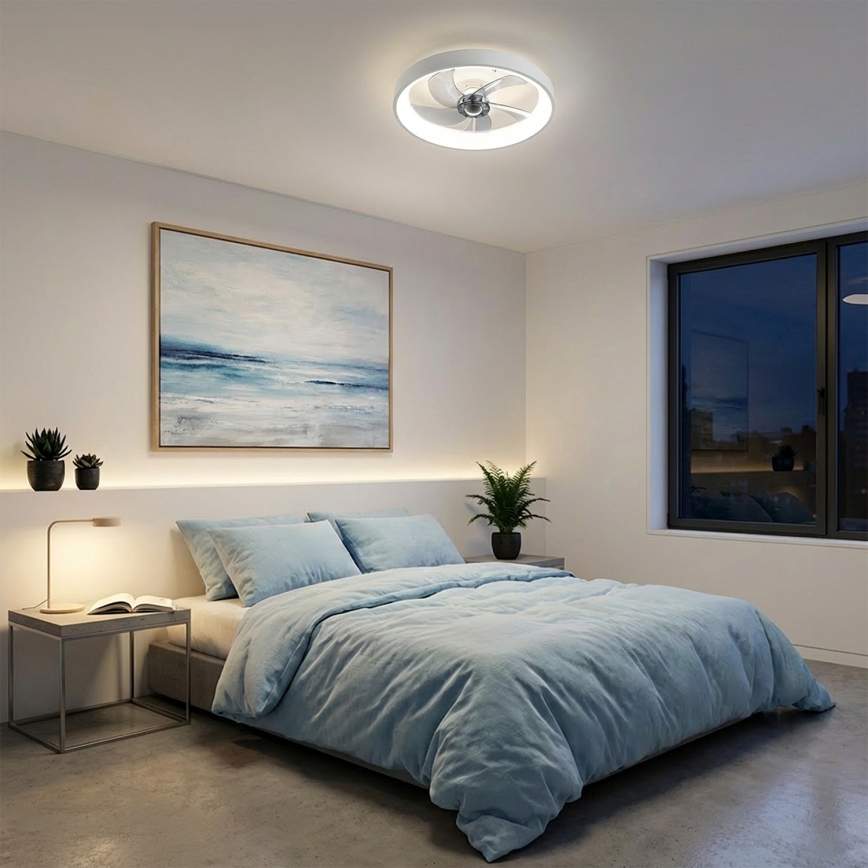 Brilagi - Stmievateľný LED stropný ventilátor LED/34W/230V 3000-6500K pr. 50 cm biela + diaľkové ovládanie