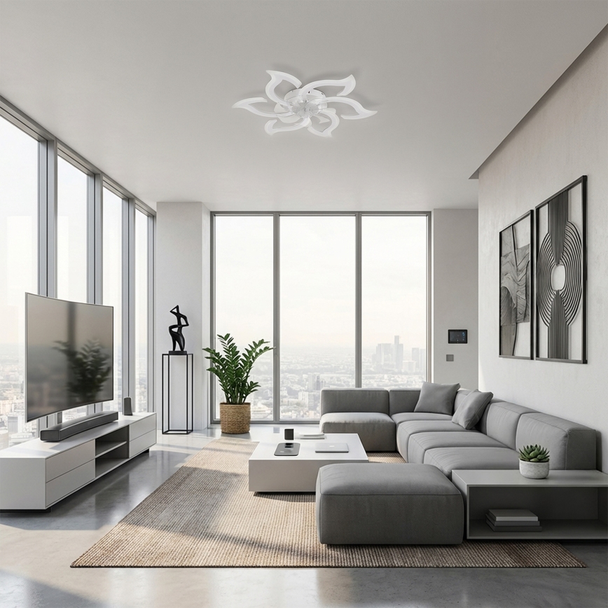 Brilagi - LED Stmievateľný stropný ventilátor LED/34W/230V pr. 83 cm biely + diaľkové ovládanie