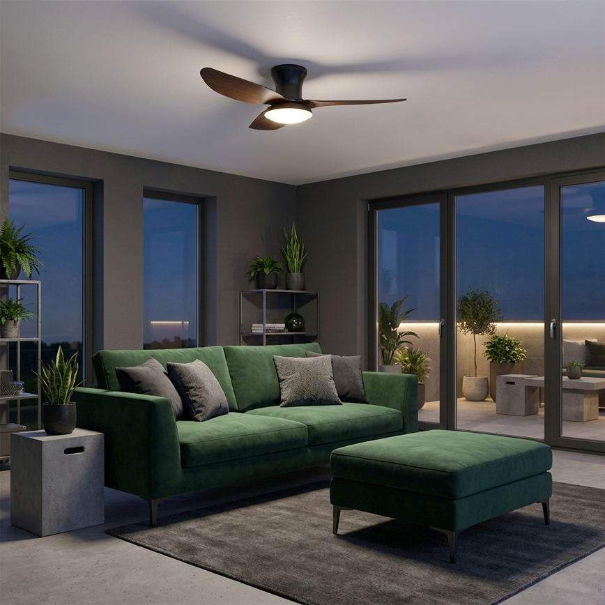 Brilagi - LED stmievateľný stropný ventilátor LED/38W/230V 100 cm čierna/hnedá + diaľkové ovládanie