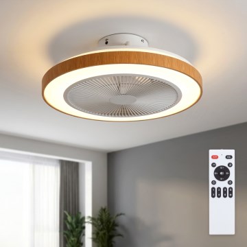 Brilagi - LED stmievateľný stropný ventilátor LED/38W/230V 50 cm biela/hnedá + diaľkové ovládanie
