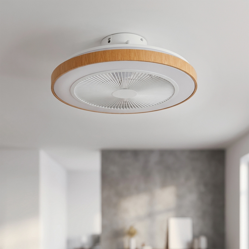 Brilagi - LED stmievateľný stropný ventilátor LED/38W/230V 50 cm biela/hnedá + diaľkové ovládanie