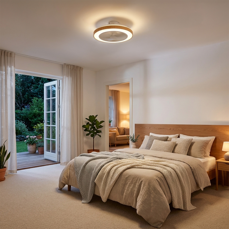 Brilagi - LED stmievateľný stropný ventilátor LED/38W/230V 50 cm biela/hnedá + diaľkové ovládanie