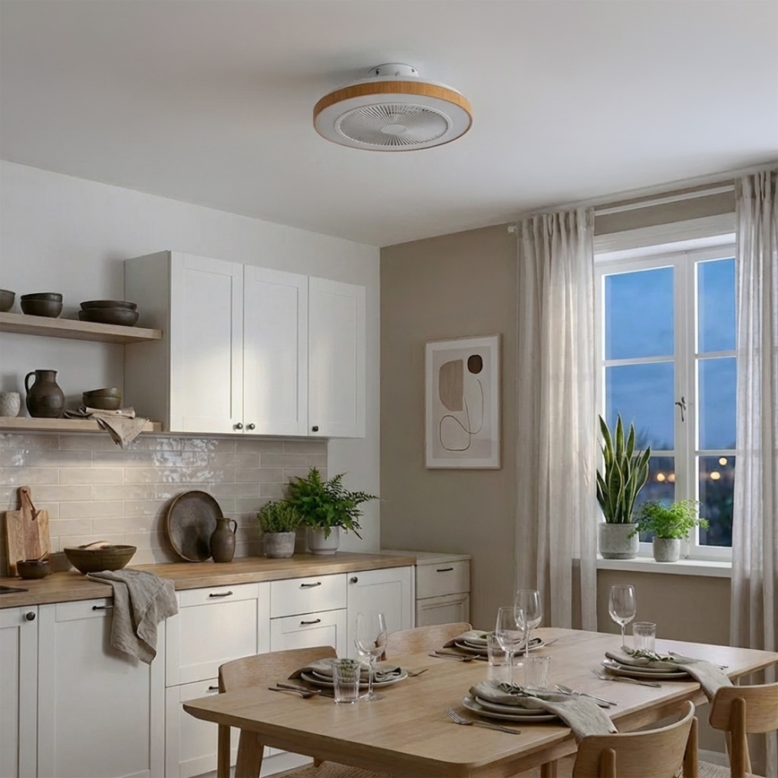 Brilagi - LED stmievateľný stropný ventilátor LED/38W/230V 50 cm biela/hnedá + diaľkové ovládanie