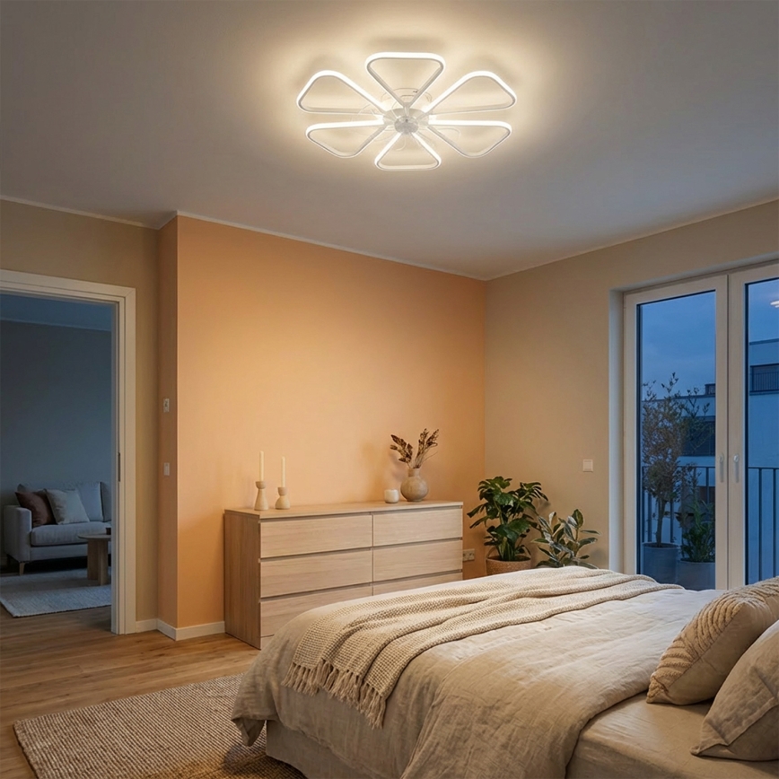 Brilagi - stmievateľný LED stropný ventilátor, 38 W, 230 V, 3000–6500 K, priemer 76 cm, biely + diaľkové ovládanie