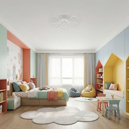 Brilagi - LED stlmiteľný stropný ventilátor LED/38W/230V pr. 76 cm biela + diaľkové ovládanie