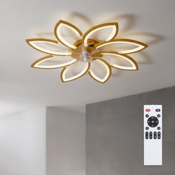 Brilagi - LED stmievateľný stropný ventilátor LED/43W/230V pr. 90 cm zlatý + diaľkové ovládanie