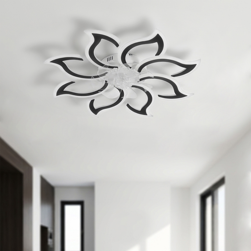 Brilagi - Stropný ventilátor s stmievateľnou LED, 44 W, 230 V, priemer 90 cm, čierny + diaľkové ovládanie